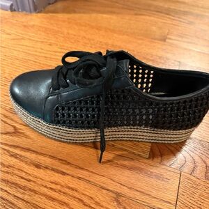 Vince Camuto Black Studded Platform Oxfords